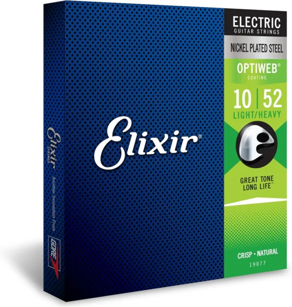 Elixir 19077 Optiweb - Juego de Cuerdas para Guitarra Eléctrica (10-52 Light Heavy)