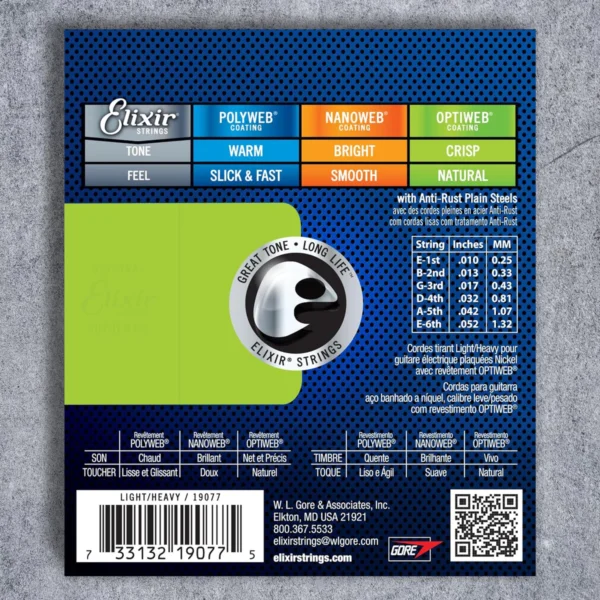 Elixir 19077 Optiweb - Juego de Cuerdas para Guitarra Eléctrica (10-52 Light Heavy) - Image 2