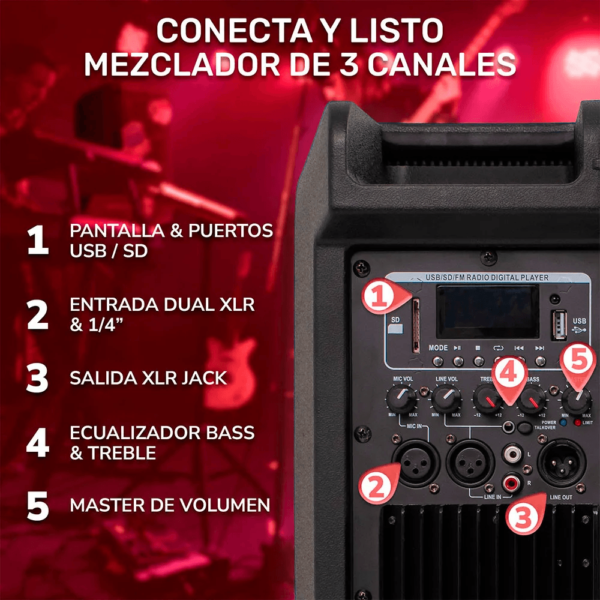 England Sound ES-POWERMAX 8 DJ PRO - Caja Amplificada Portátil de 8 Pulgadas para DJ - Image 6