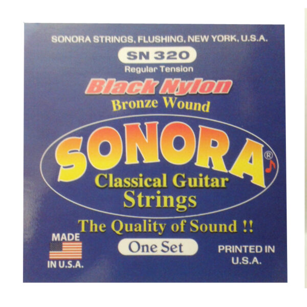 SONORA SN320 - Juego de Cuerdas para Guitarra Clásica - Nylon Negro/Bronce