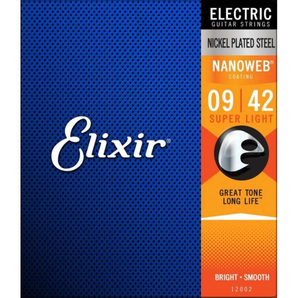 Elixir 12002 Nanoweb - Juego de Cuerdas para Guitarra Eléctrica (09-42 Super Light)