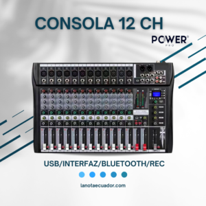 Power Pro EX12-USB - Consola de Mezcla de 12 Canales con Interfaz USB y Bluetooth