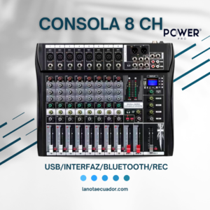 Power Pro EX8-USB - Consola de Mezcla de 8 Canales con Interfaz USB y Bluetooth