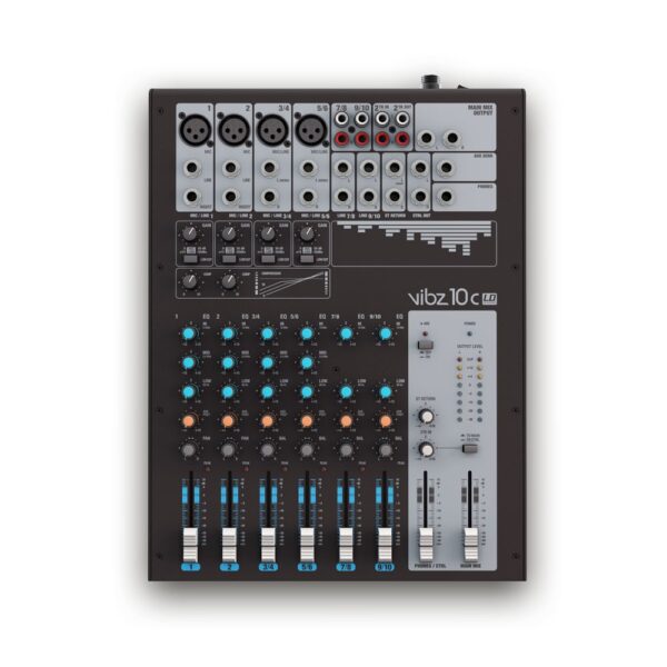 Consola Mezcladora LD Systems VIBZ 10 C | 10 Canales (4 Mono/2 Est) con Compresor Integrado