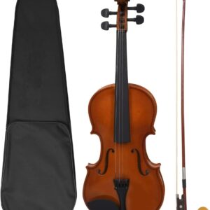 Juego completo de violín con arco y mentonera de madera oscura 4/4, color del artículo: madera oscura